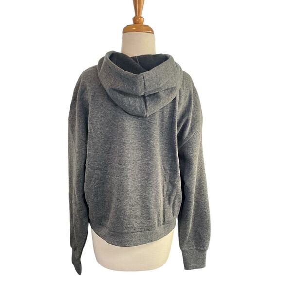 Bebe Women's Sequin Logo Hoodie Charcoal BP2350B Large NWT Thumbholes Kangaroo P - Picture 3 of 11